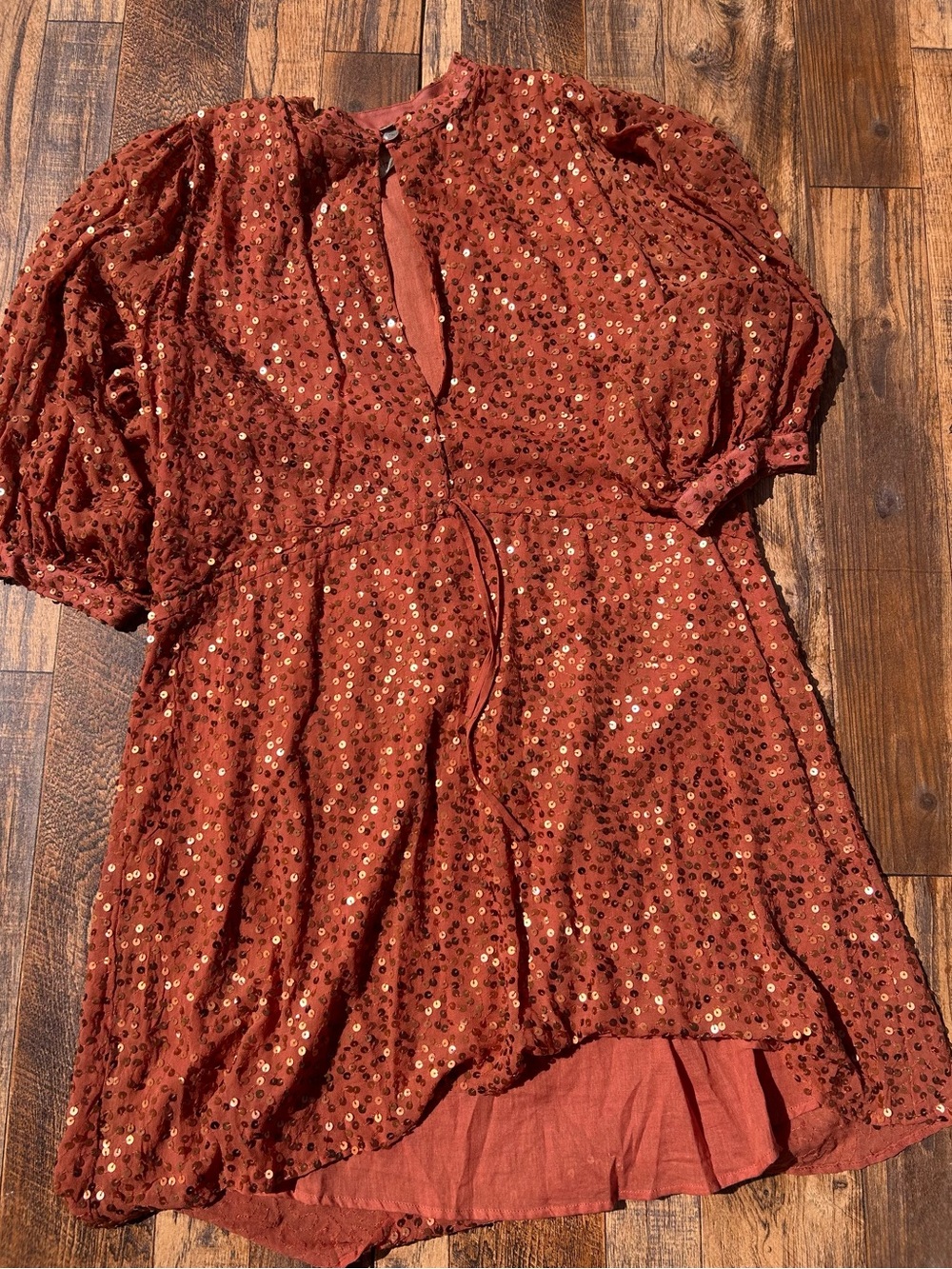 Jen's Pirate Booty Rust Sequin Tie-Waist Tunic